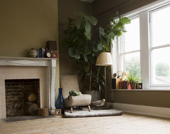 Empty sitting room and armchair